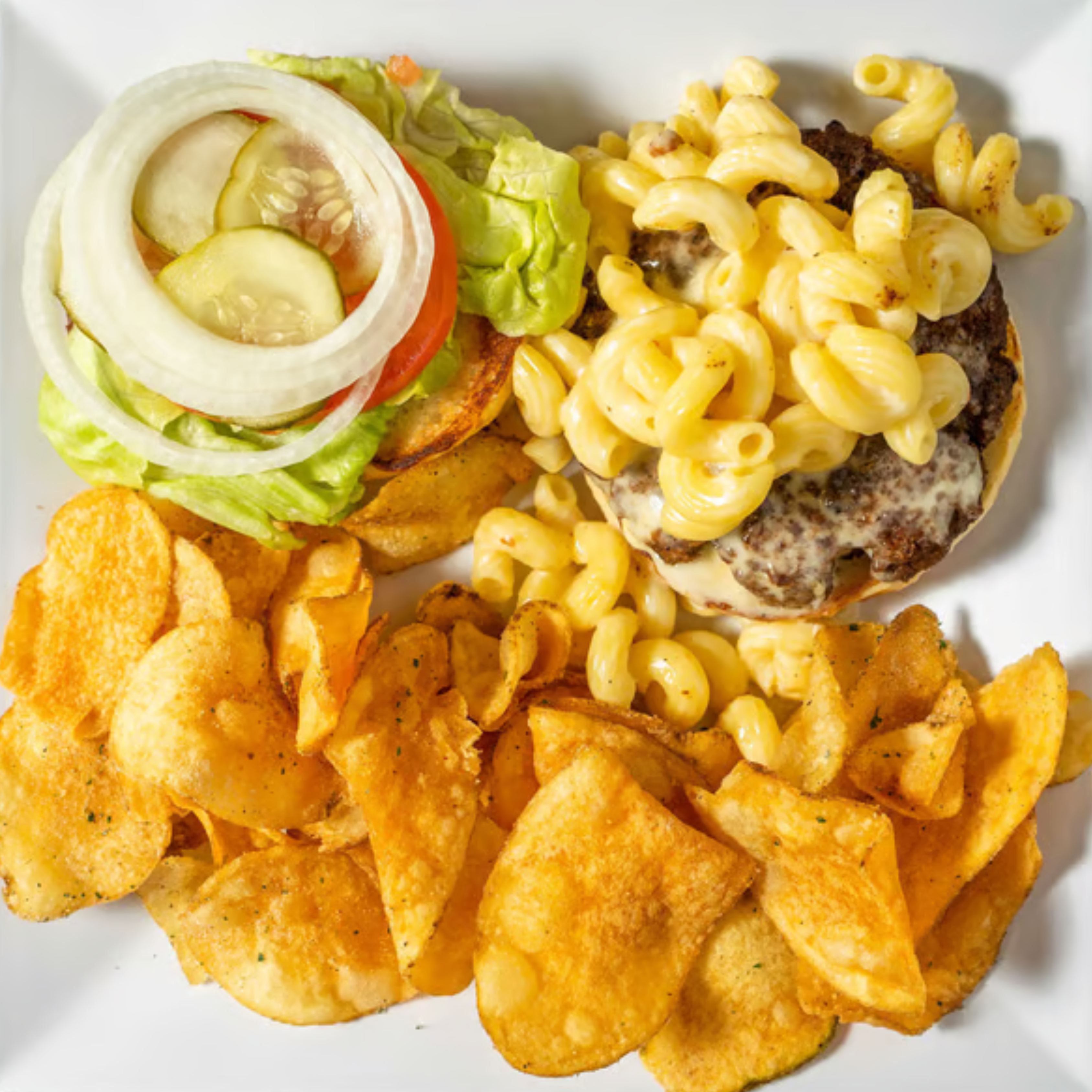 Bacon Mac Burger at Stix
