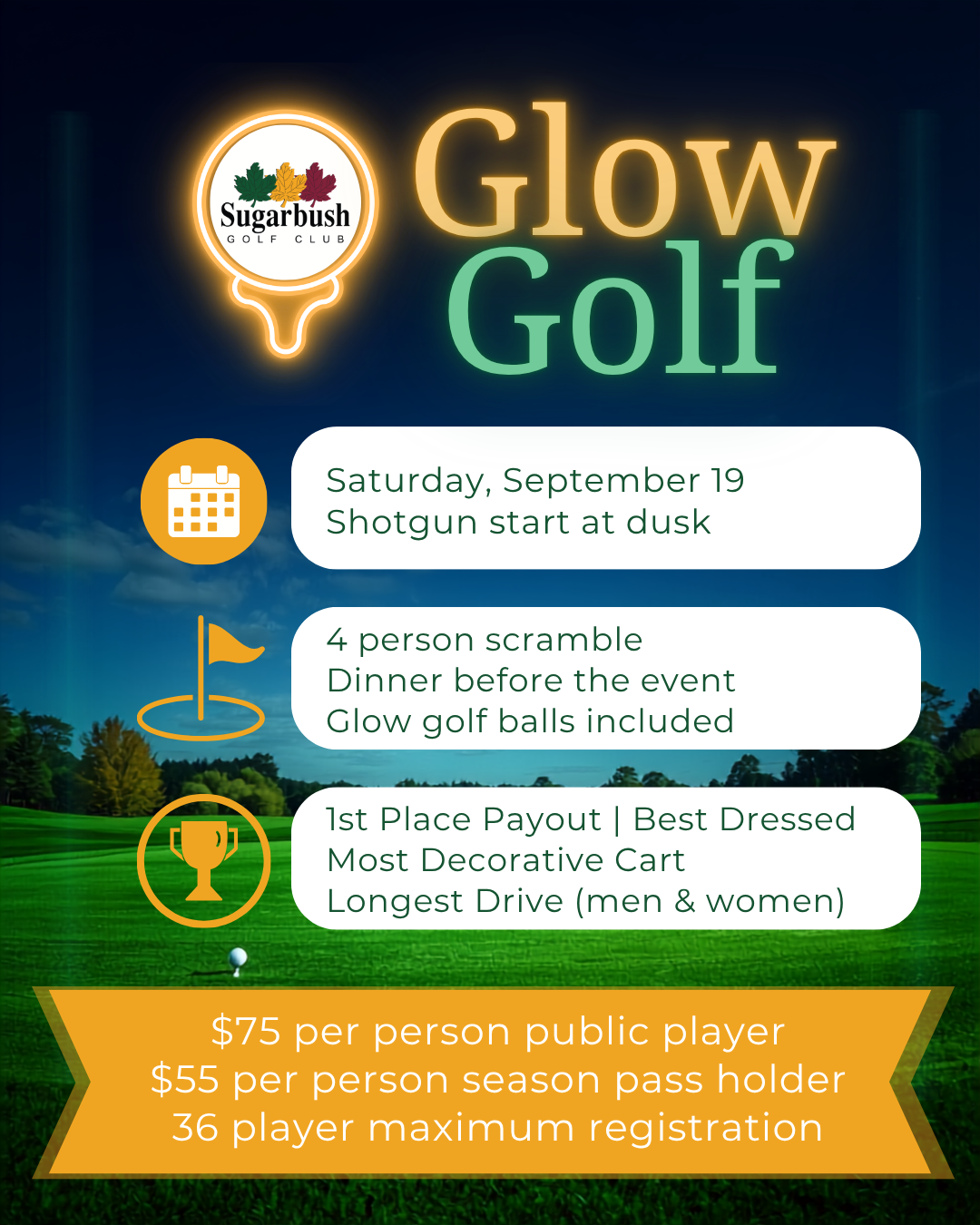 Glow Golf 4 Person Scramble flyer