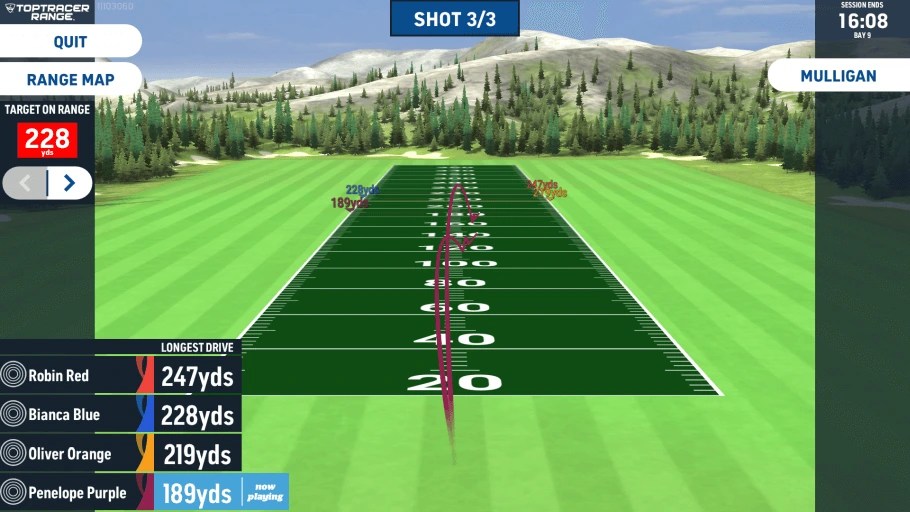 Toptracer Long Drive game screen