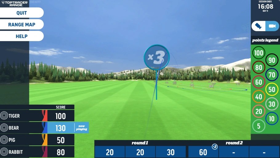 Toptracer Points Game screen