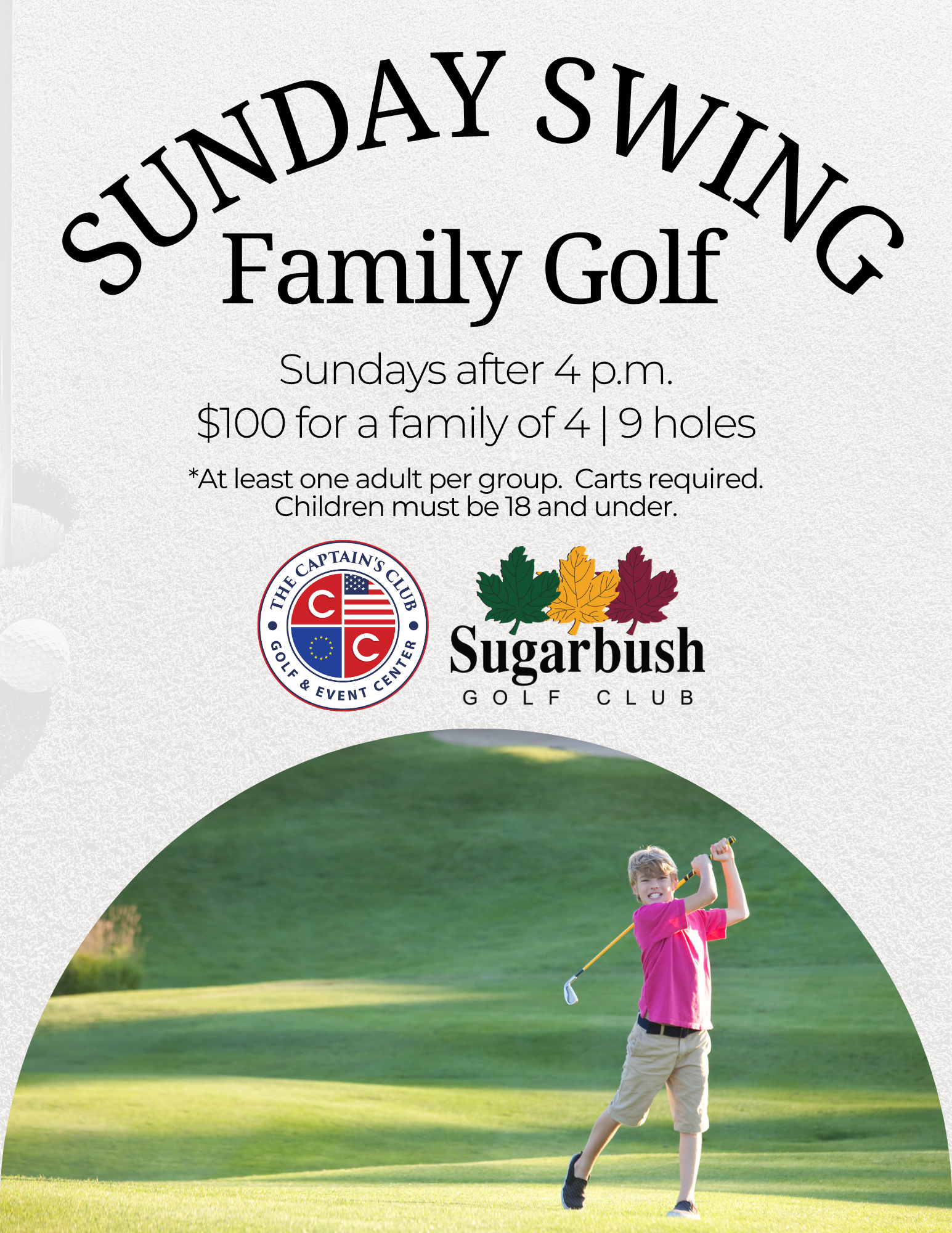 Family Golf Sundays flyer
